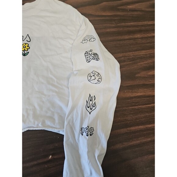 Vans Long Sleeve Notebook Crop Flowered White T-Shirt XL - Picture 3 of 8
